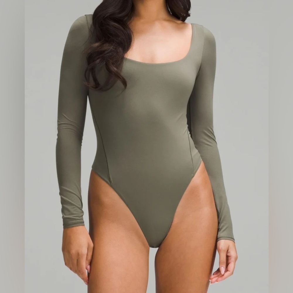 Lululemon Wundermost Ultra-Soft Nulu Square-Neck Long-Sleeve Bodysuit Size Large
